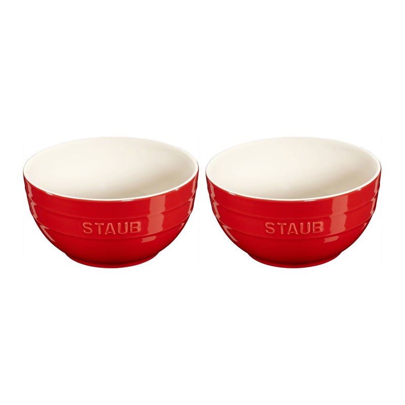 STAUB Ceramic 2-pc Large Universal Bowl Set, 6.5-inch/1.25-qt, Cherry - Image 1